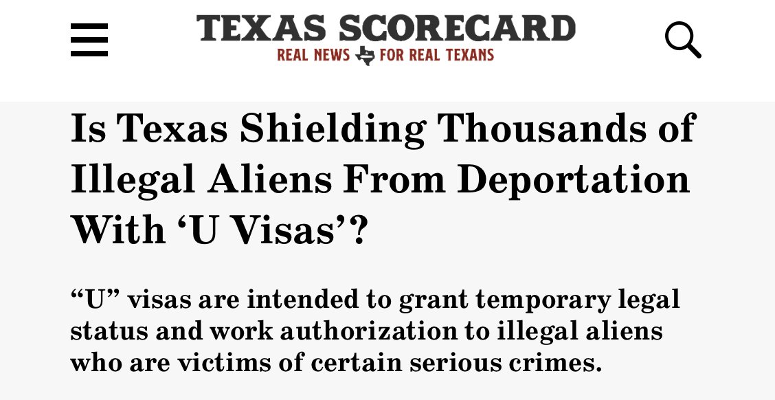 Michael Quinn Sullivan šŗšø (@mqsullivan) on Twitter photo This week, <a href="/JosephTrimmer_/">Joseph Trimmer</a> revealed that some Texas law enforcement agenciesāworking with NGOsāappear to be abusing the "U" visa program, shielding THOUSANDS of illegal aliens from lawful deportation.
I wonder if <a href="/GregAbbott_TX/">Greg Abbott</a>, <a href="/DanPatrick/">Dan Patrick</a>, and <a href="/KenPaxtonTX/">Attorney General Ken Paxton</a> will be addressing This week, <a href="/JosephTrimmer_/">Joseph Trimmer</a> revealed that some Texas law enforcement agenciesāworking with NGOsāappear to be abusing the "U" visa program, shielding THOUSANDS of illegal aliens from lawful deportation.
I wonder if <a href="/GregAbbott_TX/">Greg Abbott</a>, <a href="/DanPatrick/">Dan Patrick</a>, and <a href="/KenPaxtonTX/">Attorney General Ken Paxton</a> will be addressing