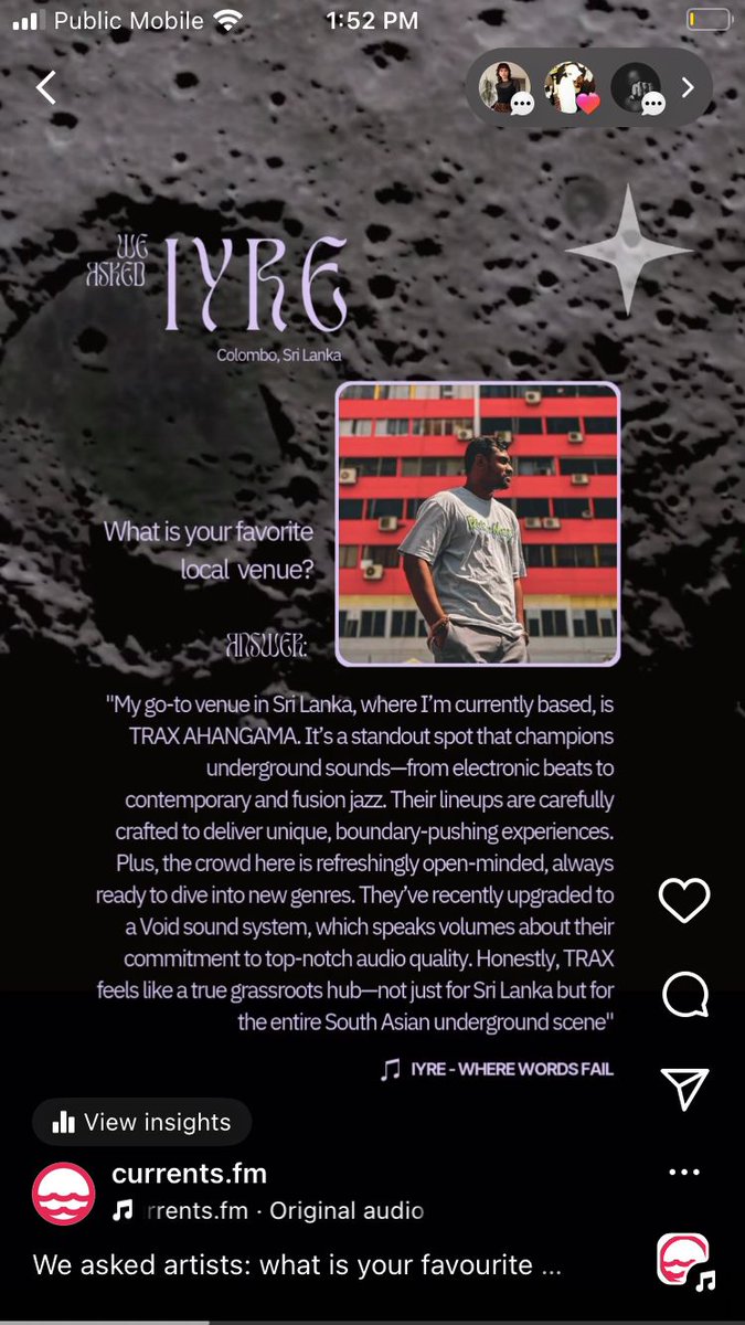 We asked artists: what is your favourite local venue? IYRE, a Sri-Lanka based dnb mastermind, made a shoutout to TRAX Ahangama: a grassroots hub for the South Asian scene.
🔥💕

#musicisdrivenbycommunity #supportartists #supportindependentmusic #currentsfm #buymusic