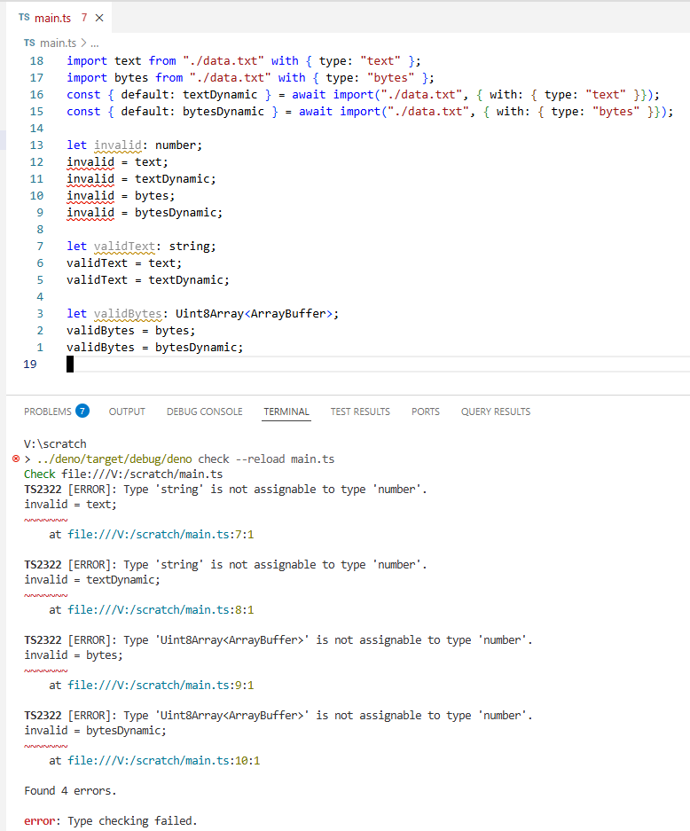 Type checking text and bytes imports is now working.