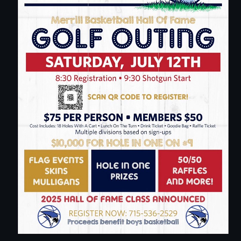 Register via the QR Code or link before July 1st for your chance to win the early registration raffle prize!  #MerrillBasketball #HallOfFame square.link/u/7J3qsiuV