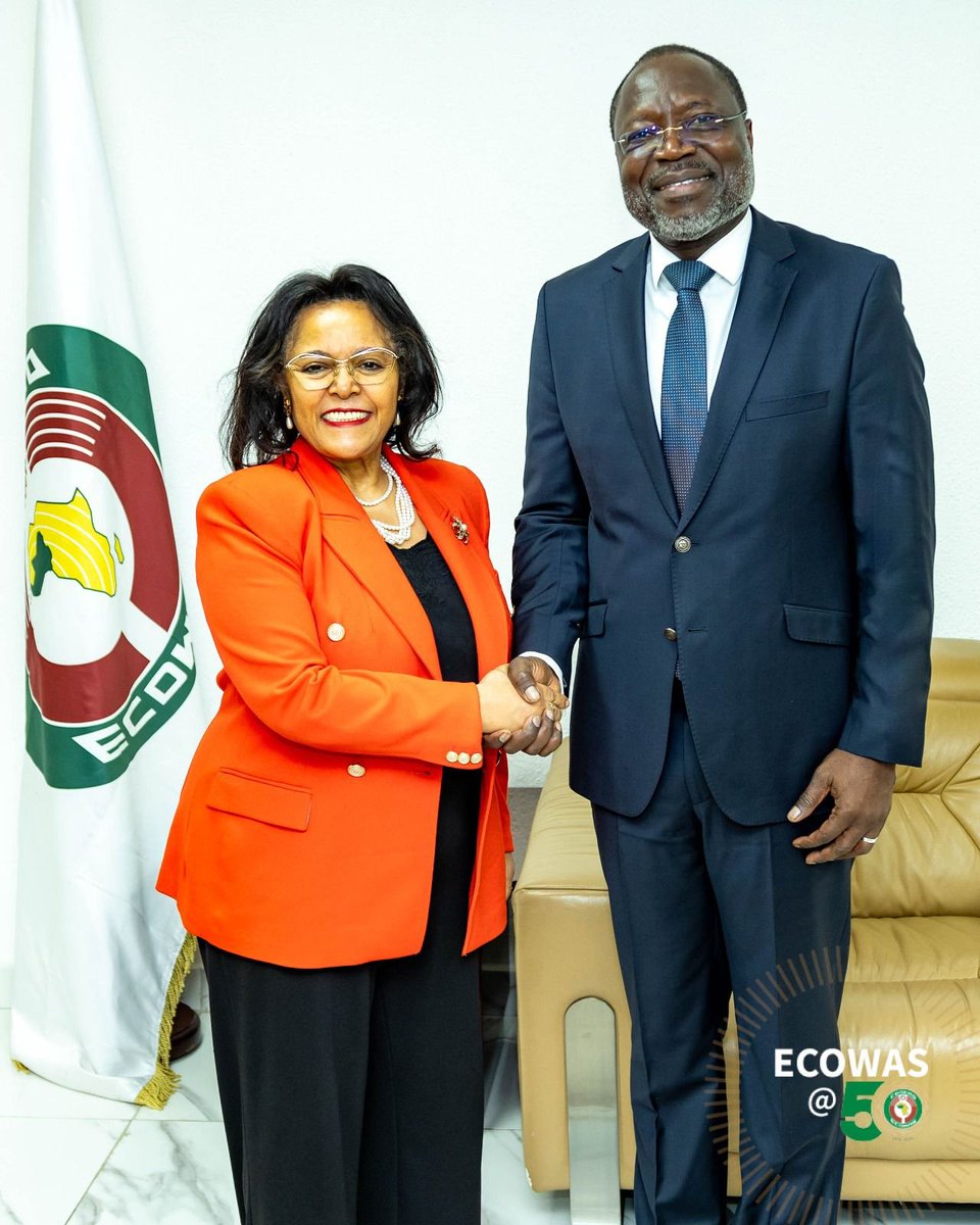 ECOWASdevparcel's tweet image. ECOWAS and AUDA-NEPAD Strengthen Ties Ahead of 2025 Spain-Africa Summit
June 25, 2025:Breaking news! @AUDANEPAD CEO @nardosbthomas   meets with @ECOWAS Commission President @DrOmarTouray to strengthen collaboration ahead of the 2025 Spain-Africa Summit! #ECOWAS #AUDANEPAD #Africa