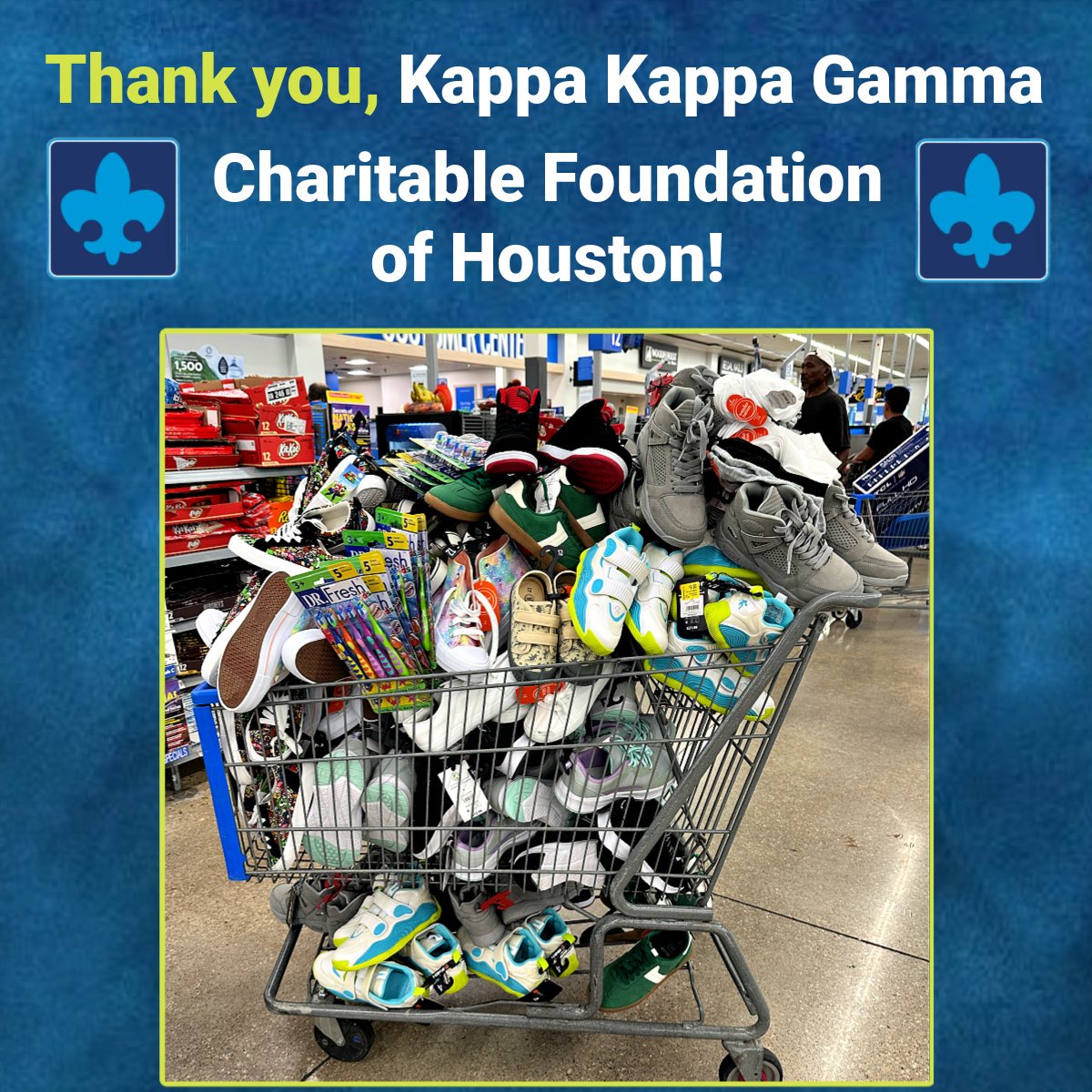 What a generous grant for essential items for 50 high-need HISD schools! Each school's pack includes 16 pairs shoes &amp; 40 pairs socks, + soap, shampoo, toothbrushes/paste, &amp; other hygiene items. We'll begin distributing these in August. Thanks, KKG, for helping so many students!