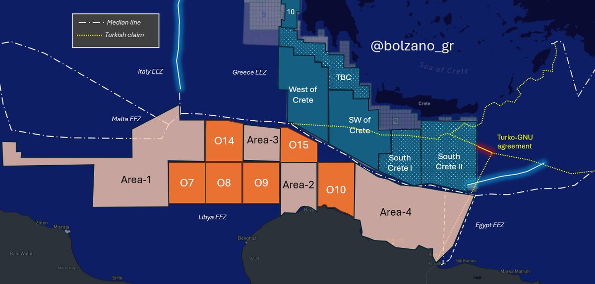 RapidResponseGr's tweet image. This is the only map of EEZs recognised by International Law !
Map by @bolzano_gr