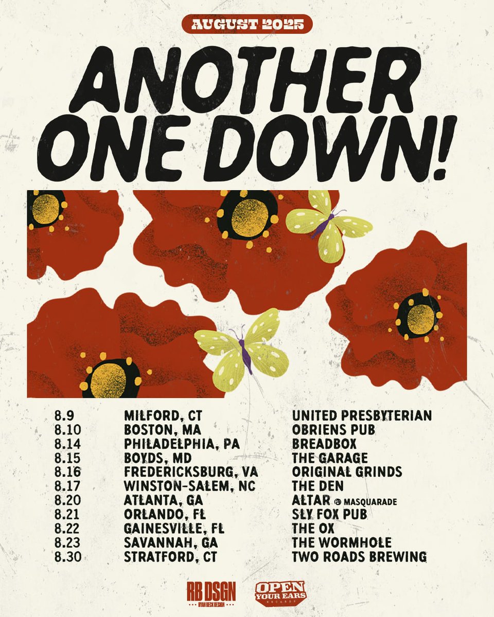🎶🎵 𝑶𝒏 𝒕𝒉𝒆 𝒓𝒐𝒂𝒅 𝒂𝒈𝒂𝒊𝒏

8.9 - Milford, CT
8.10 - Boston, MA
8.14 - Philly, PA
8.15 - Boyds, MD
8.16 - Fredericksburg, VA
8.17 - Winston-Salem, NC
8.20 - Atlanta, GA
8.21 - Orlando, FL
8.22 - Gainesville, FL
8.23 - Savannah, GA
8.30 - Stratford, CT