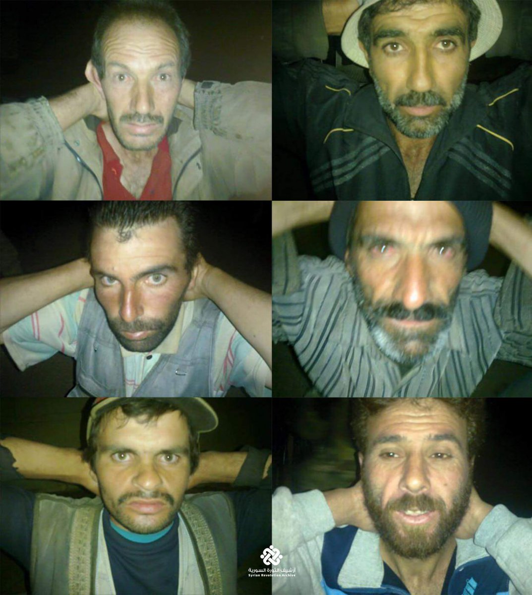 بتاريخ 8 تموز 2015 قامت قوات النظام البائد بالقبض على عدد من المدنيين في القلمون، قام بنشر صورهم أحد شبيحة النظام

هل يوجد معلومات حول هوية ومصير هؤلاء الشباب؟

#أرشيف_الثورة_السورية #ذاكرة_الثورة_السورية