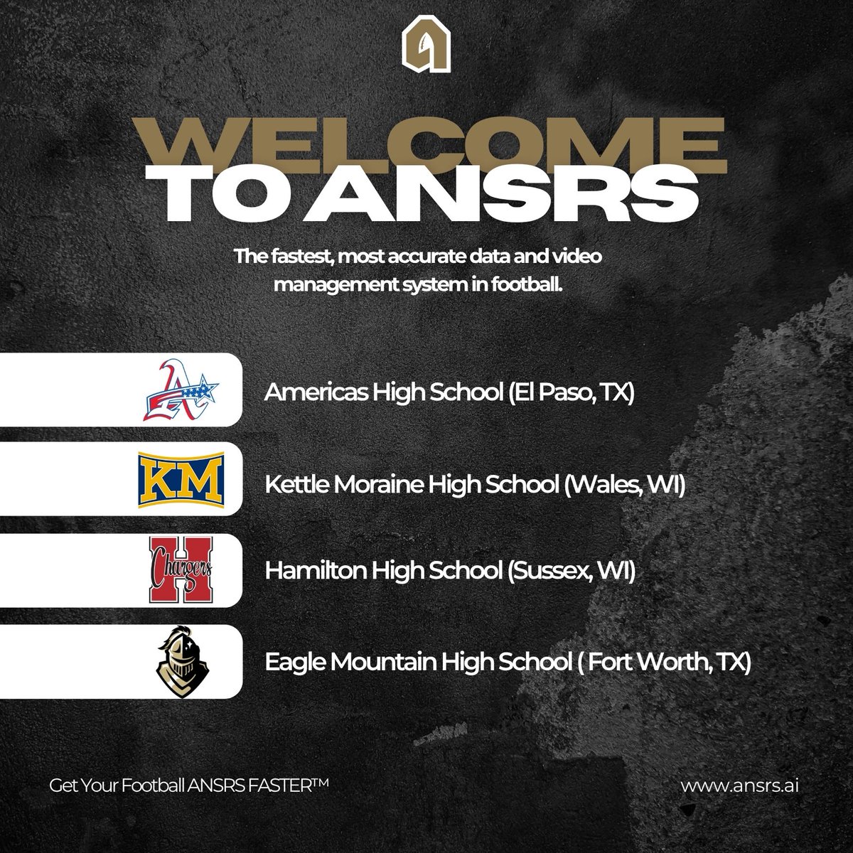 ANSRSFB (@ansrsfb) on Twitter photo Coaches, we are excited to help you get your Football ANSRS FASTER™ this season!
ANSRS helps automate breakdowns, accelerate game plans, & helps with efficiency in the office by helping coaches repurpose 20+ hours!
👉 Americas High School (El Paso, TX) <a href="/ahstrailblazers/">Americas Football</a>
👉 Coaches, we are excited to help you get your Football ANSRS FASTER™ this season!
ANSRS helps automate breakdowns, accelerate game plans, & helps with efficiency in the office by helping coaches repurpose 20+ hours!
👉 Americas High School (El Paso, TX) <a href="/ahstrailblazers/">Americas Football</a>
👉