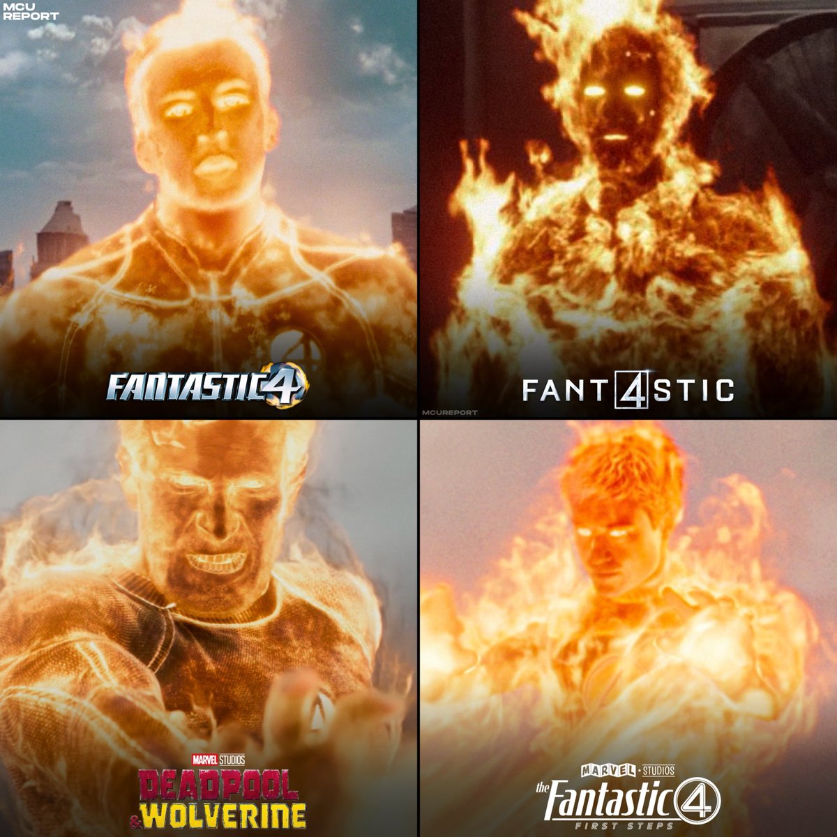 MCUReport's tweet image. The Human Torch in live-action throughout the years 🔥 #FantasticFour