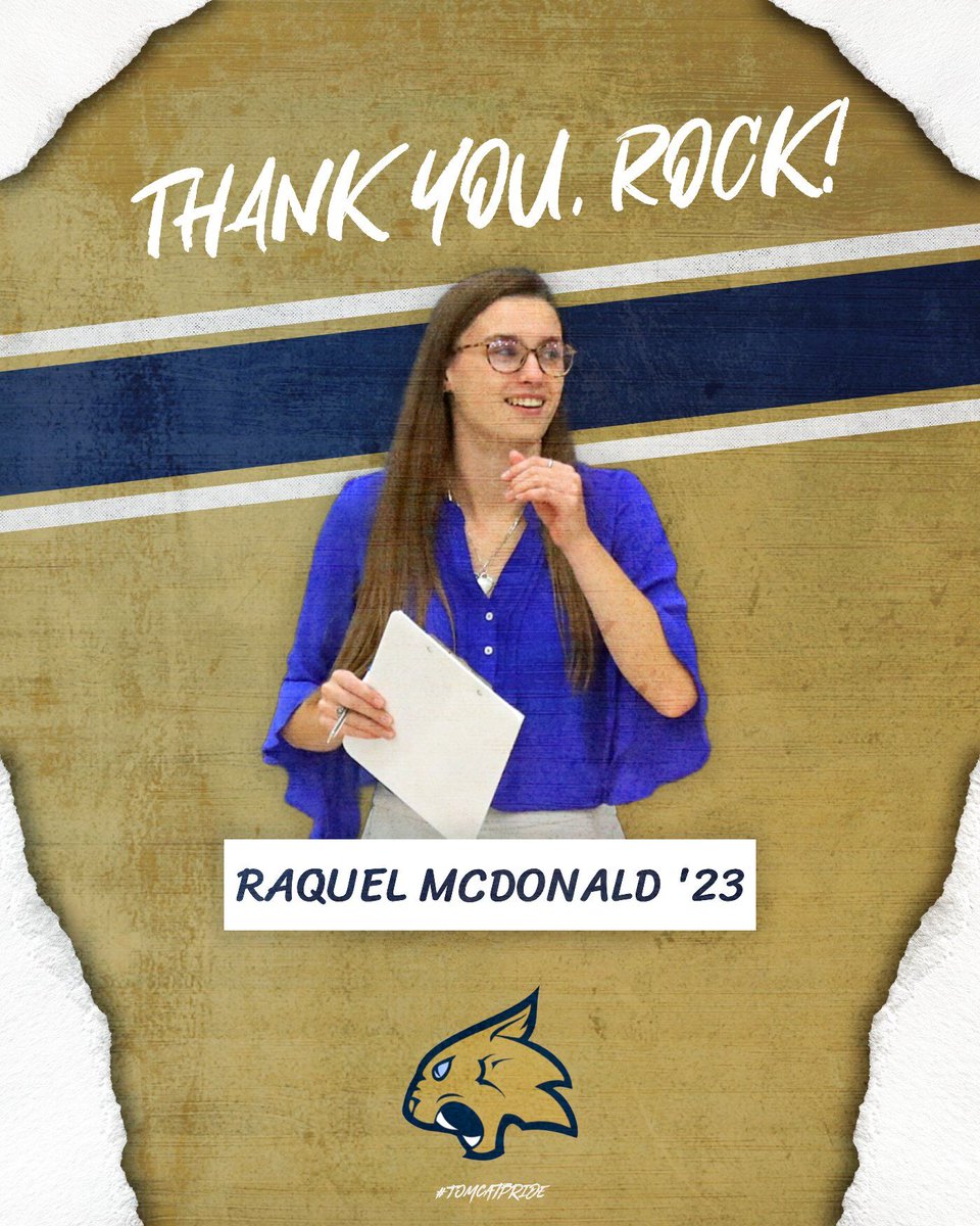 🏐𝙏𝙃𝘼𝙉𝙆 𝙔𝙊𝙐, 𝙍𝙊𝘾𝙆👏

We wish Raquel McDonald '23 much success as she continues on in her coaching journey.

Thank you for everything you've done for our men's and women's volleyball programs and college as a whole!

#TomcatPride