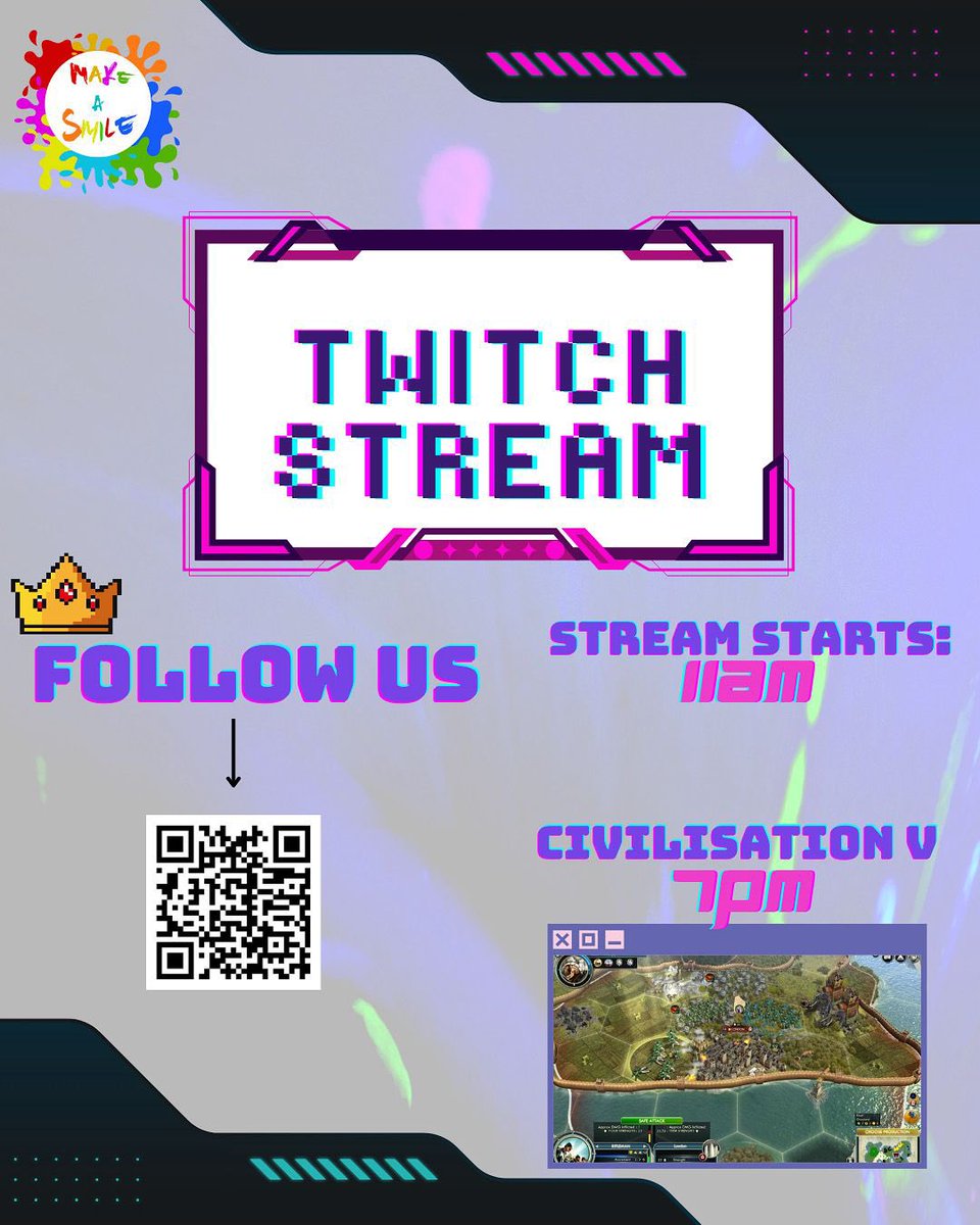 MakeASmileUK's tweet image. Deadlock, Civilization V ! What more could you want ?! 🕹️join our stream from  11AM tomorrow #deadlock #civilizationv #GamingCommunity #smallcharity twitch.tv/makeasmileuk?s… @Twitch