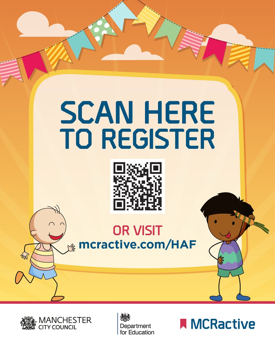 Manchester Active (@mcractive) on Twitter photo There are thousands of FREE places for children's activities over the school holidays.
PLUS each booked place will include a FREE meal during the day.
To find out whether your child is eligible to take part visit mcractive.com/haf
#ManchesterHAF <a href="/ManCityCouncil/">Manchester City Council</a> There are thousands of FREE places for children's activities over the school holidays.
PLUS each booked place will include a FREE meal during the day.
To find out whether your child is eligible to take part visit mcractive.com/haf
#ManchesterHAF <a href="/ManCityCouncil/">Manchester City Council</a>