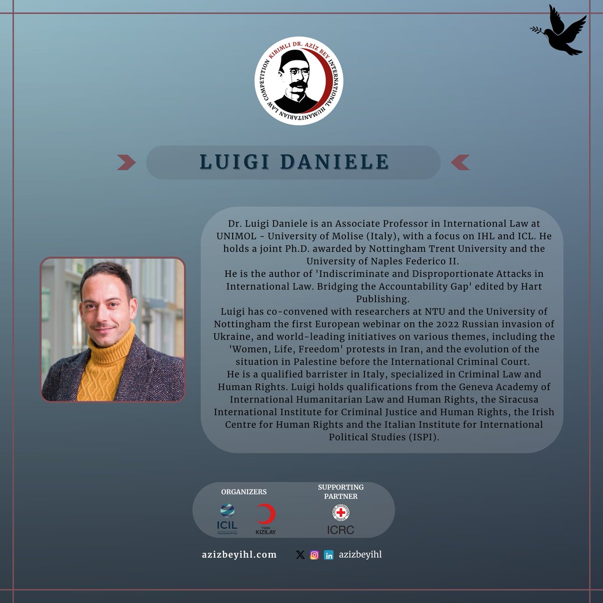 Kırımlı Dr. Aziz Bey IHL Competition (@azizbeyihl) on Twitter photo We are delighted to announce that Luigi Daniele (<a href="/luigidaniele10/">Luigi Daniele</a>) will deliver a lecture at the 5th edition of the Kırımlı Aziz Bey.
For more information and applications, please visit our website: azizbeyihl.com We are delighted to announce that Luigi Daniele (<a href="/luigidaniele10/">Luigi Daniele</a>) will deliver a lecture at the 5th edition of the Kırımlı Aziz Bey.
For more information and applications, please visit our website: azizbeyihl.com