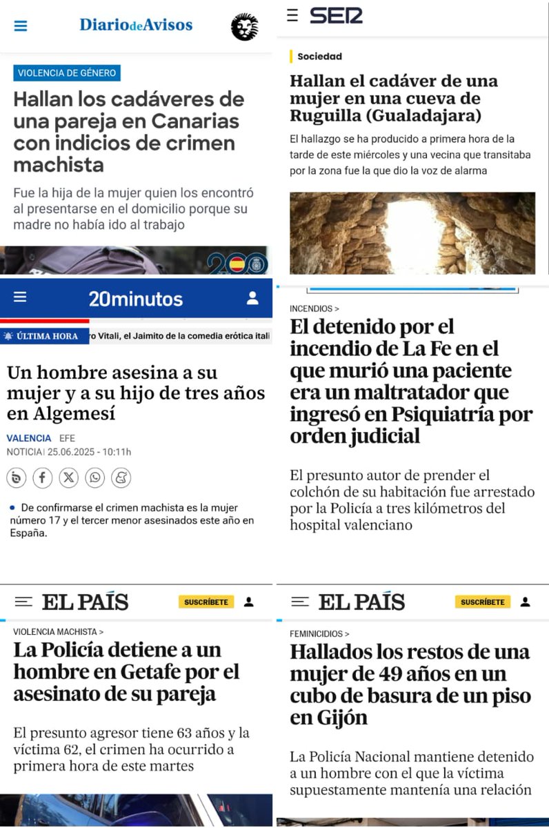 Feministes de Catalunya (@feministes_cat) on Twitter photo 🚨SIETE!
SIETE ASESINATOS MACHISTAS EN MENOS DE 48h
4⃣9⃣ víctimas en 6 meses!
<a href="/IgualdadGob/">Ministerio de Igualdad</a> <a href="/gpscongreso/">PSOE Congreso</a>
¿Pueden ya definir MUJER?
¿Seguirán despilfarrando los fondos del Pacto de Estado en agendas contrarias a los intereses de las mujeres y las víctimas de #ViolenciaMachista? 🚨SIETE!
SIETE ASESINATOS MACHISTAS EN MENOS DE 48h
4⃣9⃣ víctimas en 6 meses!
<a href="/IgualdadGob/">Ministerio de Igualdad</a> <a href="/gpscongreso/">PSOE Congreso</a>
¿Pueden ya definir MUJER?
¿Seguirán despilfarrando los fondos del Pacto de Estado en agendas contrarias a los intereses de las mujeres y las víctimas de #ViolenciaMachista?