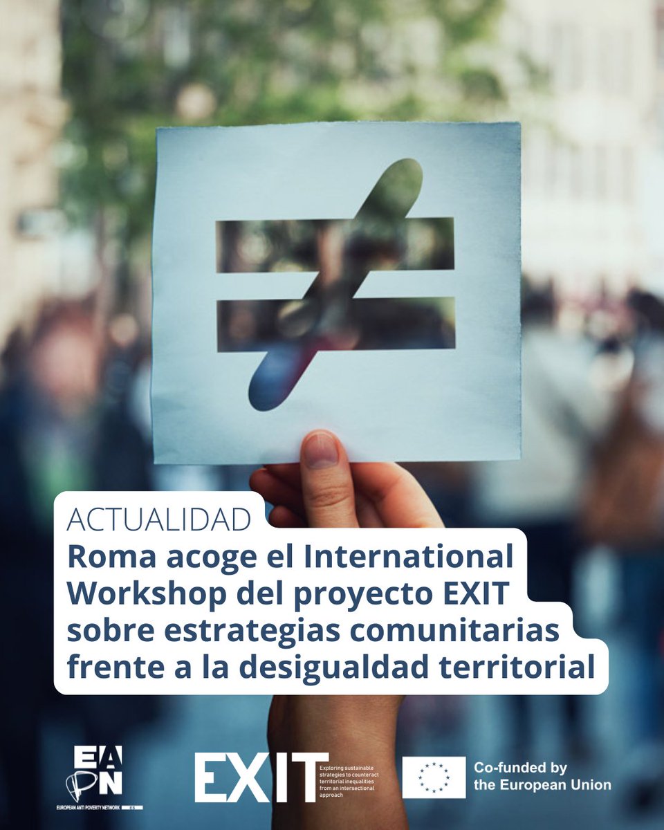 📍El 27 de junio, EAPN-ES lidera en #Roma el International Workshop del <a href="/exit_projecteu/">EXIT Project</a>.
Compartiremos estrategias comunitarias frente a la #desigualdadterritorial en barrios “dejados atrás”, junto a entidades de 8 países europeos.
➕info👉 eapn.es/actualidad/187…

#ProyectoEXIT