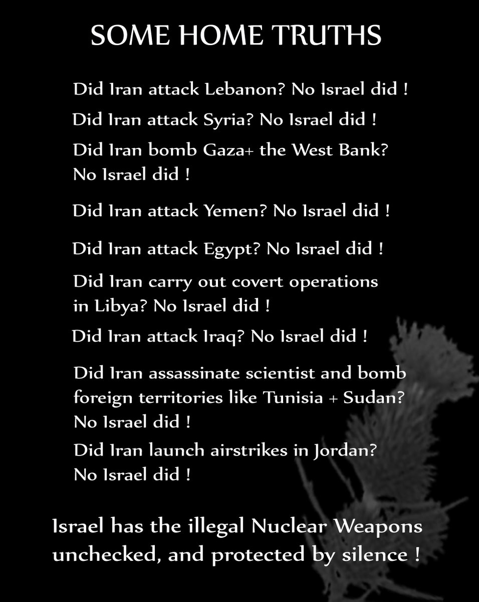 Some home truths for the folk who watch all the Western lies and propaganda and think that the Donald deserves the Nobel peace prize bull  
#genocide #Palestine #Iran #Iranattacked
NOTE - 
Iraq launched a surprise invasion of Iran on September 22, 1980