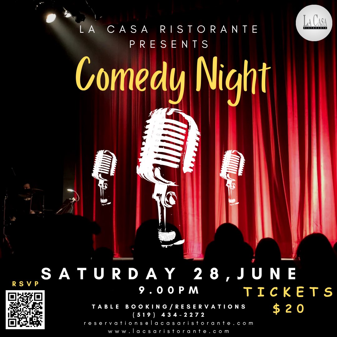 Do you want to get out of the house this weekend? Want to have some fun? La Casa's Comedy Night is this Saturday and tomorrow, we're giving away tickets for you and a friend. Listen to Fanshawe's 106.9 The X or watch this space to find out how!