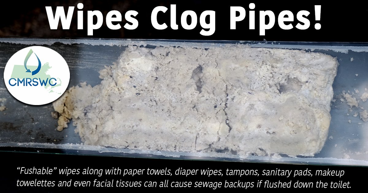 MAStormH2O's tweet image. Just because a wipe says "flushable" doesn’t mean it should go down the toilet! 🚫 Wipes, paper towels, and other hygiene products can clog pipes and cause sewage backups. Only toilet paper should be flushed. #ProtectPipes 

#OnlyFlushTP #CMRSWC
