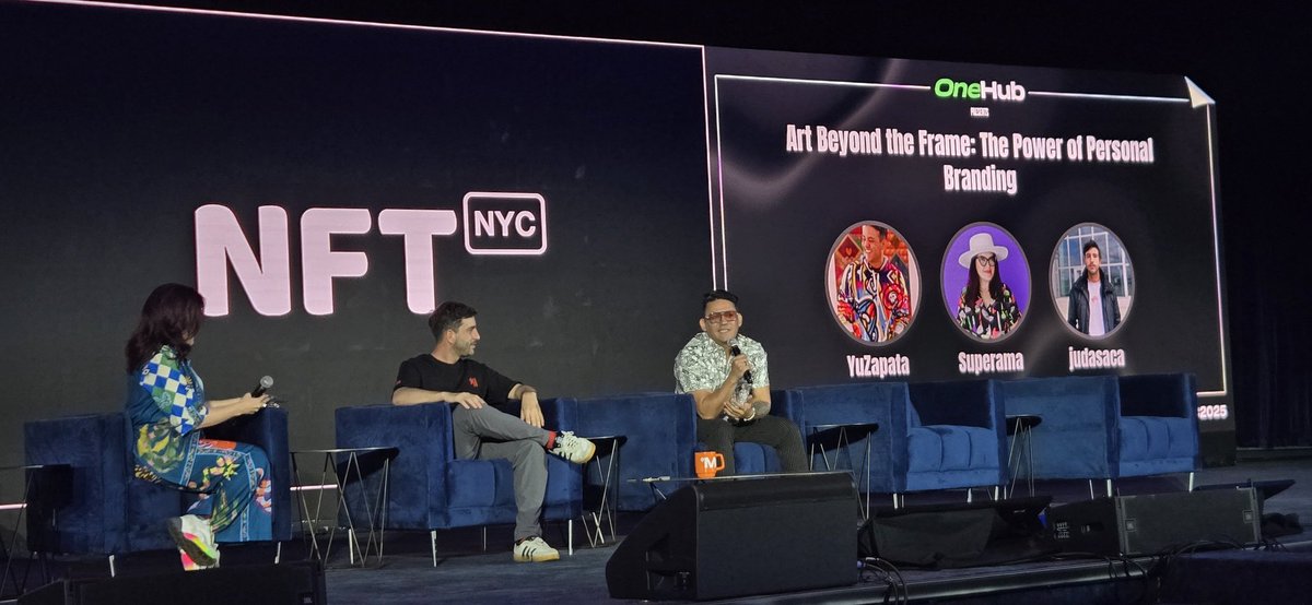 SlimiesNFT's tweet image. Great panel by @thesuperama @judasaca_art and @YuZapata3SC at @NFT_NYC.
Your art becomes your brand and it let you be in places that you cannot reach physically, representing you. Like the moon...