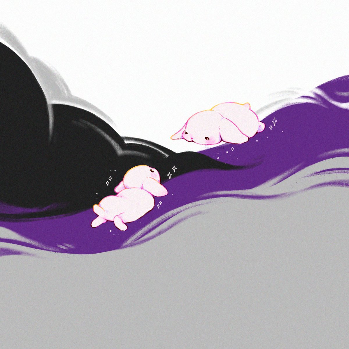 sonshine_arts's tweet image. demisexual bunnies gathering in space 💜

#demisexual #digitalart #procreate