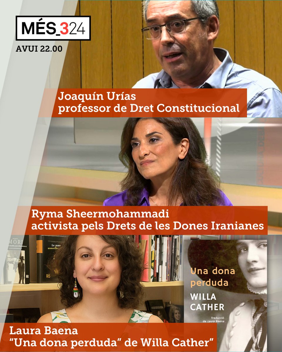 3Cat (@som3cat) on Twitter photo El Constitucional avalarà aquest dijous la llei d'amnistia amb la votació definitiva.
Al #Més324 entrevistem el professor de Dret Constitucional, Joaquín Urías (<a href="/jpurias/">Joaquín Urías</a>).
Conversem amb l'activista pels Drets de les Dones Iranianes, Ryma Sheermohammadi (<a href="/Rsheermohammadi/">Ryma Sheermohammadi</a>).
I El Constitucional avalarà aquest dijous la llei d'amnistia amb la votació definitiva.
Al #Més324 entrevistem el professor de Dret Constitucional, Joaquín Urías (<a href="/jpurias/">Joaquín Urías</a>).
Conversem amb l'activista pels Drets de les Dones Iranianes, Ryma Sheermohammadi (<a href="/Rsheermohammadi/">Ryma Sheermohammadi</a>).
I