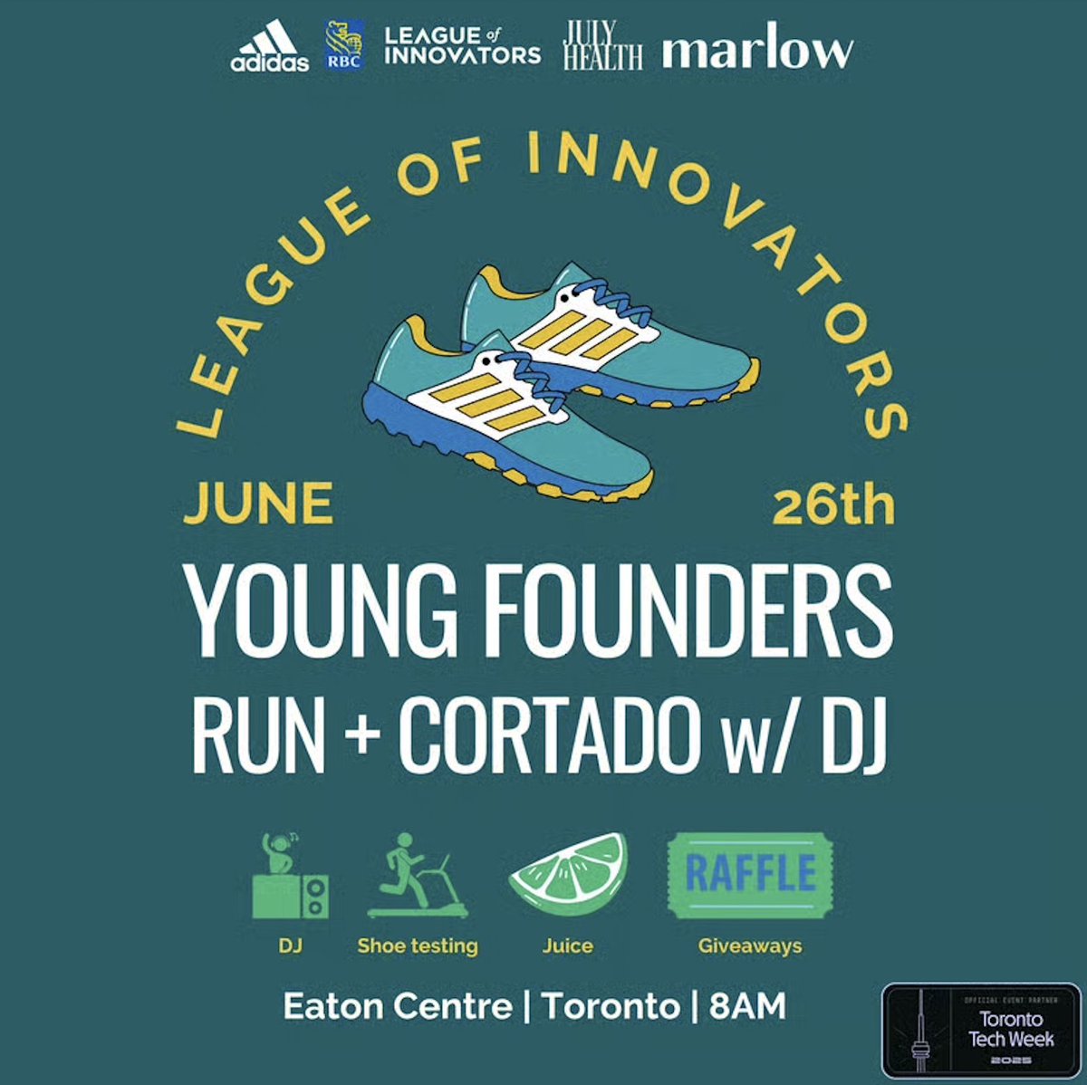 Know a founder or VC in town for <a href="/TOtechweek/">Toronto Tech Week</a>? we're hosting a fun run &amp; coffee meetup tomorrow with <a href="/adidas/">adidas</a> and would love toee s them. 

almost 200 people have signed up.

sign up here and bring a friend. we leave at 8AM sharp: lu.ma/nxoqxxcj