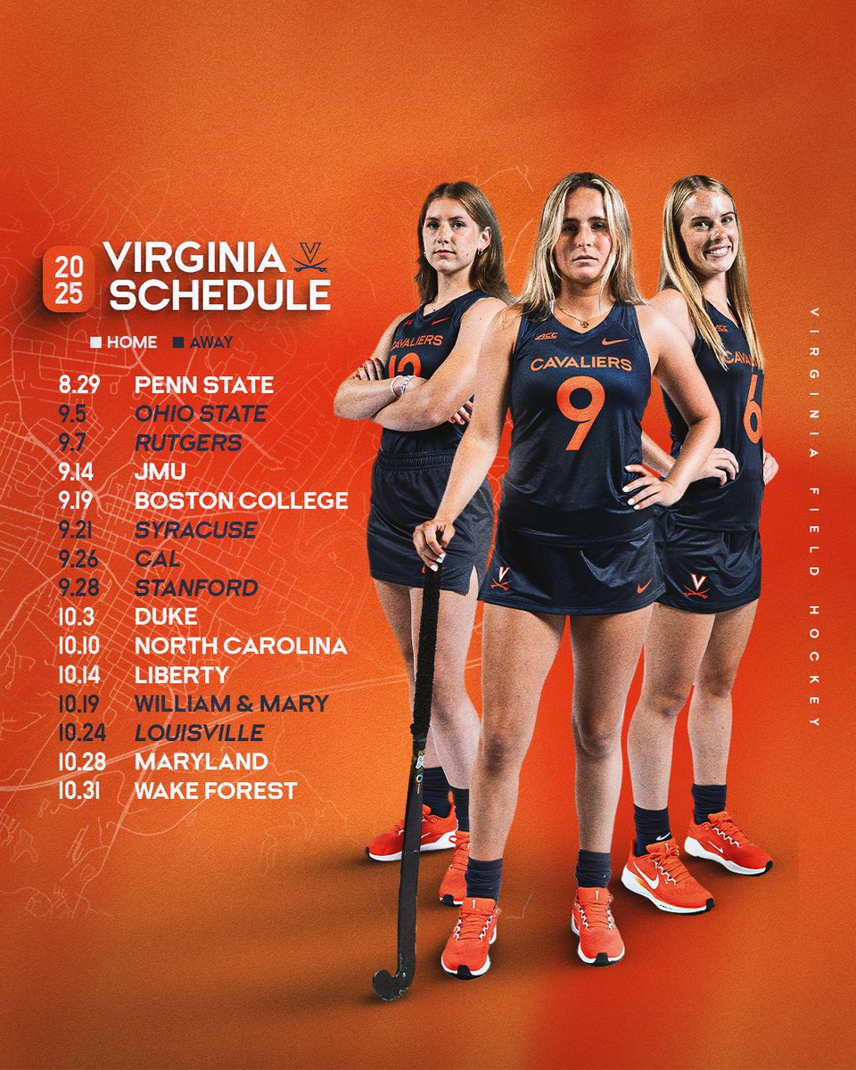 𝙎𝘾𝙃𝙀𝘿𝙐𝙇𝙀 𝙍𝙀𝙇𝙀𝘼𝙎𝙀
🔥🔥🔥 Hot off the presses!! It's the 2025 Virginia Field Hockey Schedule!!! Clear your schedule and make plans to come out and cheer on the Hoos!!!
🔗 virginiasports.com/sports/fhockey…
