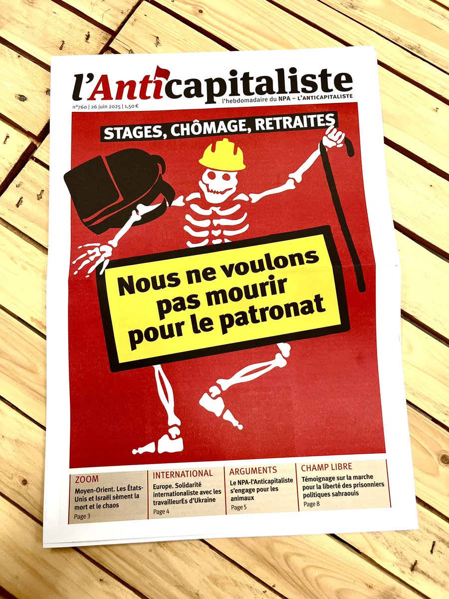 ☠️ Stages, chômage, retraites : nous ne voulons pas mourir pour le patronat !
🗞️ nouvel hebdo dispo !
Actus sociales et internationales, tous nos articles sont en accès libre sur notre site !
👉 lanticapitaliste.org