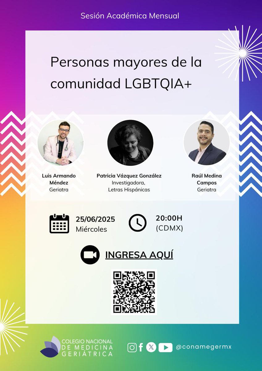 Raúl Medina (@dr_raulmedina) on Twitter photo Con motivo del #MesDelOrgullo, el día de hoy participaré en una sesión del <a href="/ConamegerMX/">CONAMEGER México</a> sobre #PersonasMayores #LGBTQ+.
Pueden acompañarnos en la siguiente liga: us06web.zoom.us/j/83502079829?… Con motivo del #MesDelOrgullo, el día de hoy participaré en una sesión del <a href="/ConamegerMX/">CONAMEGER México</a> sobre #PersonasMayores #LGBTQ+.
Pueden acompañarnos en la siguiente liga: us06web.zoom.us/j/83502079829?…