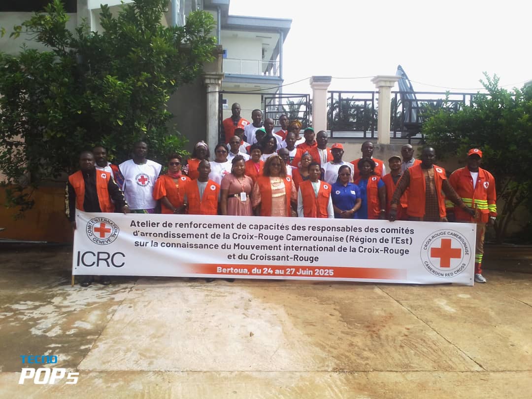 L'atelier de renforcement de capacités des responsables des comités d'arrondissement de la Croix -Rouge ( Région de l'Est) sur la connaissance du Mouvement international de la Croix -Rouge et du Croissant Rouge  se tient du 24 au 27 juin  à Bertoua,  avec l' appui du CICR