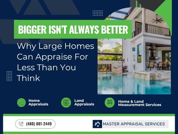 masterappraisal's tweet photo. Think bigger always means more value? Not always. Discover why large homes in Phoenix &amp; Scottsdale can appraise lower than expected - and what to do about it.
💬 https://t.co/v7OAlj7SS4 https://t.co/0lcEvnzorb