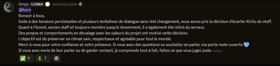 guts_cmoi's tweet photo. 8/12 - Entre la diffamation, les mensonges et les faux signalements, je ne laisserai pas couler. 
Contrairement à eux, je n'ai rien à me reprocher. Ils restent bloqués sur une histoire falsifiée.
Voici le message envoyé au membres actifs quand ils ont était ban https://t.co/TCJIArsOmc