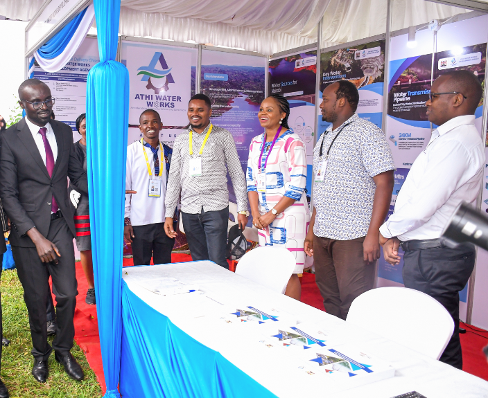 AthiWaterWorks's tweet image. On the sidelines of the Kenya Water and Sanitation Conference taking place at Pride Inn Mombasa, the CS Water @mugaa_eric visited our stand and was taken through key water and sanitation interventions aimed at improving access to clean water and improved sanitation.