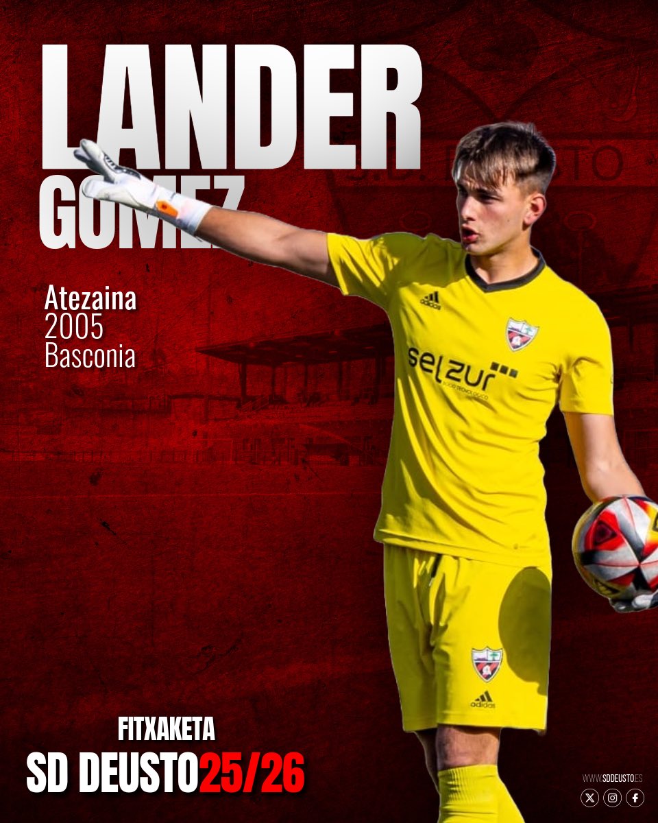 🧤 LANDER GÓMEZ, DEUSTURA!
📅 2005ean jaioa
🛡️ Basconiatik dator
Atezain gaztea gure proiektura batzen da! Ongi etorri, Lander! 

#EgurreDeustu 🍅🍅🍅