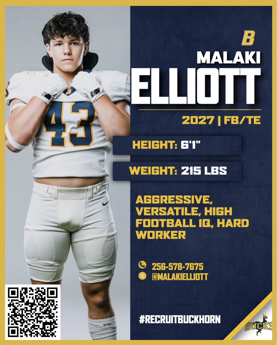 Buckhorn Football (@bucks_football1) on Twitter photo Malaki Elliott - <a href="/MalakiElliott/">Malaki Elliott</a>
🎥 ➡️ hudl.com/profile/194024…
#beELITE | <a href="/RecruitBuckhorn/">Buckhorn Football Recruiting</a> Malaki Elliott - <a href="/MalakiElliott/">Malaki Elliott</a>
🎥 ➡️ hudl.com/profile/194024…
#beELITE | <a href="/RecruitBuckhorn/">Buckhorn Football Recruiting</a>