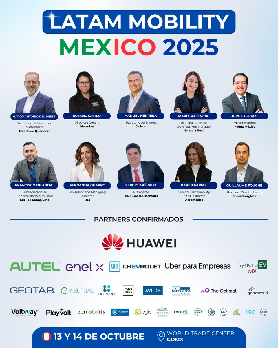 ¡México, el futuro de la movilidad llega con Latam Mobility 2025! 🇲🇽

Líderes y partners como HUAWEI, Autel, Enel X, Uber para Empresas se unen en CDMX para impulsar la innovación. 

🗓️ 13 y 14 de Octubre
📍 World Trade Center CDMX

🎟️ Entradas 
lnkd.in/eNkPBrrk