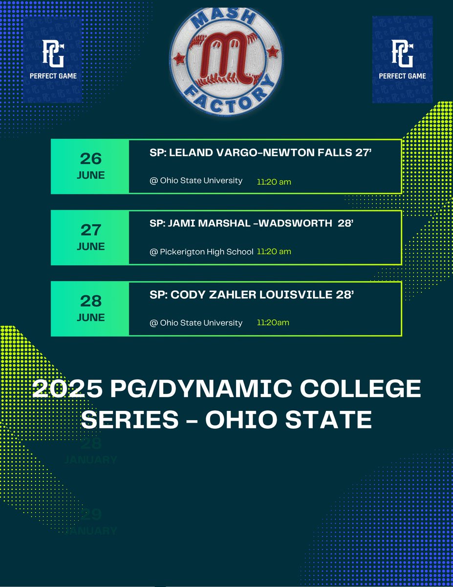 Mashfactory Baseball Club (@mashbaseballs) on Twitter photo Good luck 15u Drabick as they play in the <a href="/PerfectGameUSA/">Perfect Game USA</a> 2025 PG/DYNAMIC COLLEGE SERIES - OHIO STATE.
This weeks pool play rotation: ⬇️ Good luck 15u Drabick as they play in the <a href="/PerfectGameUSA/">Perfect Game USA</a> 2025 PG/DYNAMIC COLLEGE SERIES - OHIO STATE.
This weeks pool play rotation: ⬇️