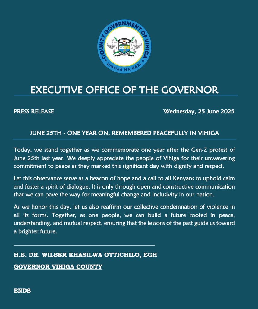 Thank you Vihiga for marking the day peacefully.