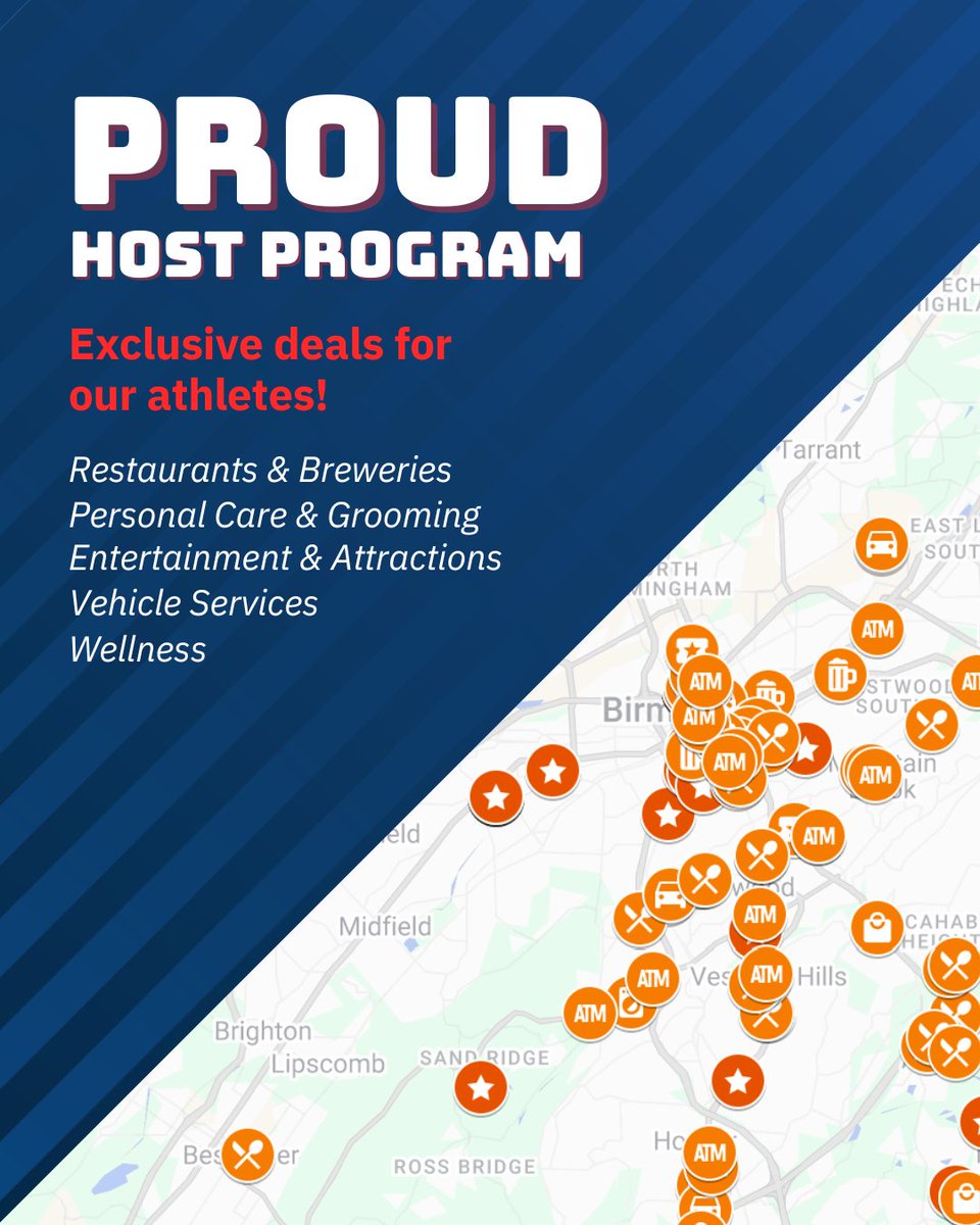 Ready to find some sweet deals during your time in Birmingham? Here's how you can cash in on discounts all around town with our Proud Host Program! 

1. Check out the Proud Host Page at bhm2025.com/proud-host-pro…
2. Find a deal
3. Visit location &amp; show your athlete badge to save!