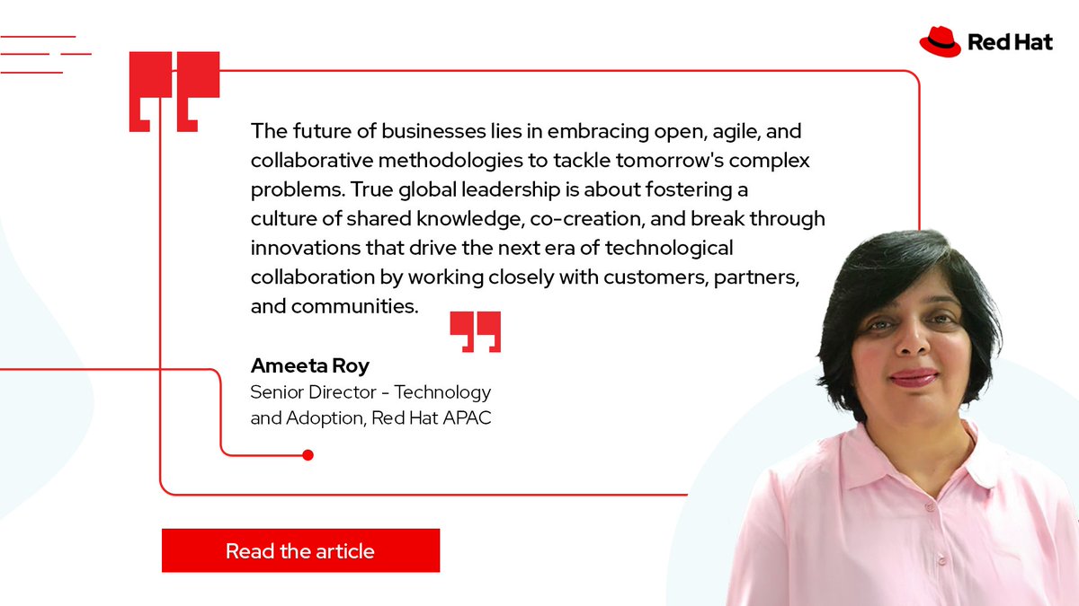 The future belongs to organizations that make openness, agility &amp; collaboration their true innovation drivers. Discover how Red Hat is shaping the next era of tech collaboration. Read the article: red.ht/4jHmFgs