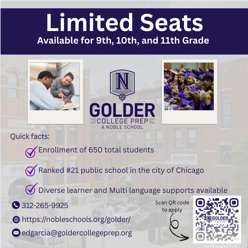 Ready to achieve your academic ambitions?
Golder College Prep fosters a vibrant, inclusive community that inspires students to think critically and creatively, equipping them to graduate from college and embrace lives full of opportunities and self-determination.