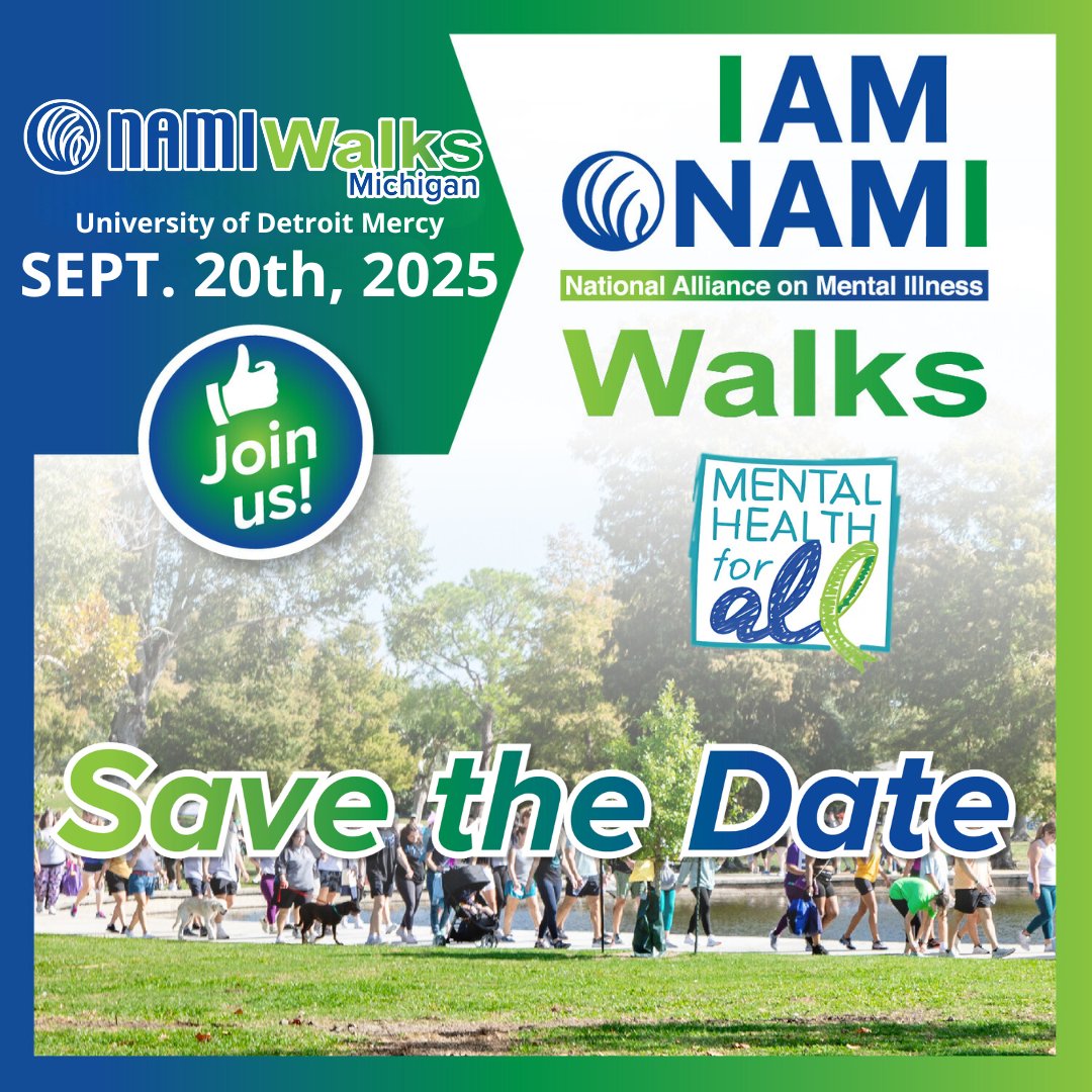 NAMI Michigan (@namiofmi) on Twitter photo Get ready, Michigan! NAMIWalks is heading your way! Join us on Sept. 20th at the University of Detroit Mercy! Register NOW at namiwalks.org/michigan to make a difference in your communities! I am, you are, we are NAMIWalks! #namimichigan #namiwalks #MentalHealth <a href="/detroitmercy/">detroitmercy</a> Get ready, Michigan! NAMIWalks is heading your way! Join us on Sept. 20th at the University of Detroit Mercy! Register NOW at namiwalks.org/michigan to make a difference in your communities! I am, you are, we are NAMIWalks! #namimichigan #namiwalks #MentalHealth <a href="/detroitmercy/">detroitmercy</a>