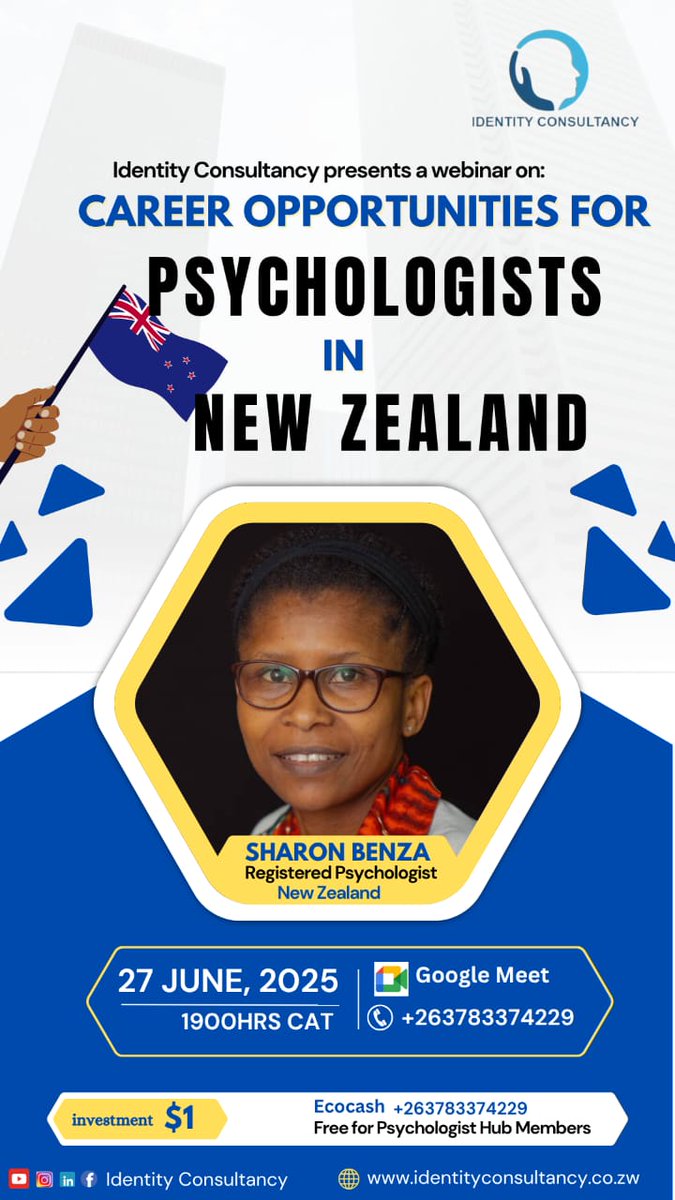 Are you a Psychology Student or Psychologist? Are you exploring migration opportunities? New Zealand is now the destination of choice with lucrative opportunities. 

Register for this upcoming Webinar &amp; learn how to register &amp; practice there. <a href="/thandaza_golide/">MaTshuma❤️✨</a> <a href="/MentalbalanceS/">Mental Balance Magazine</a>