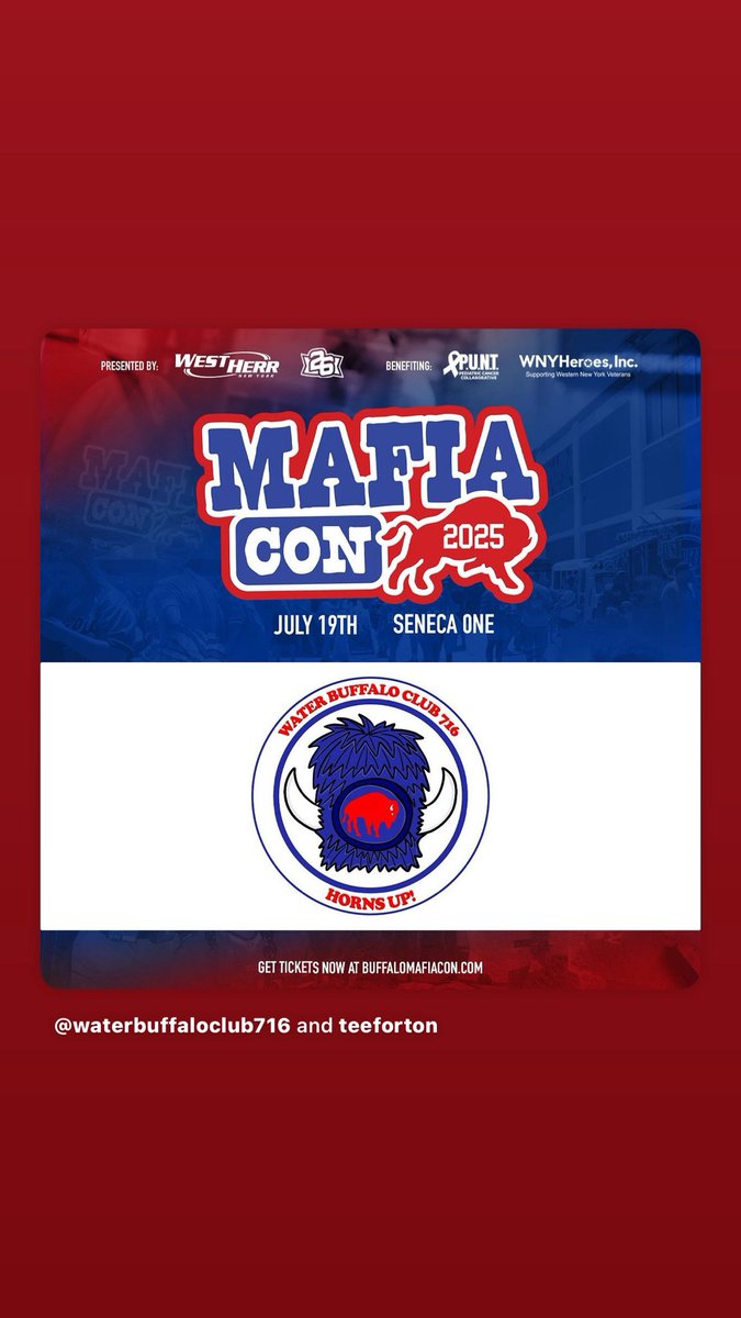 🎉 Exciting News for Mafia Con 2025! 🎉

We are thrilled to announce that the Water Buffalo Club will be making a splash at this year's Mafia Con! The Water Buffalo Club is geared up to bring creativity, fun, and camaraderie to the event.

📍 Location: Seneca One - 1 Seneca
