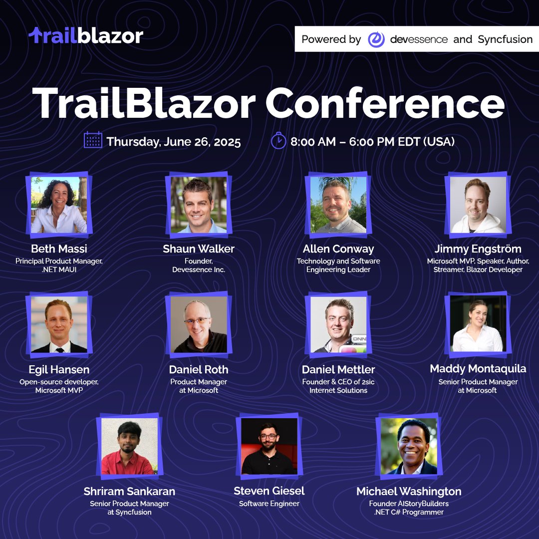The TrailBlazor Conference 2025 starts in LESS THAN 24 HOURS !! Join us  for some amazing sessions on Blazor, .NET MAUI, .NET Aspire, GitHub  Copilot, Azure, and Oqtane. Registration is still open at  trailblazor.net