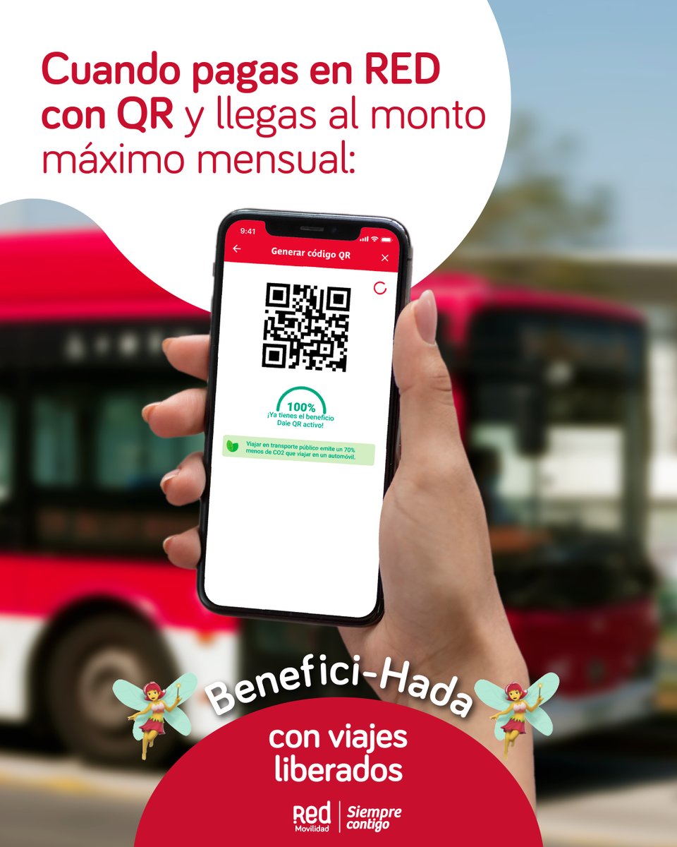 Red Movilidad (@red_movilidad) on Twitter photo ¿Ya te convertiste en una benefici-hada por Dale QR? 📲🧚🏻♀️
Estamos en la recta final del mes 😱 para llegar al monto máximo mensual pagando el transporte público de #Santiago con tu celular 🚍🚆 y desbloquear viajes liberados en el mes.
Crea tu bip!QR y súbete al #DaleQR ✅ ¿Ya te convertiste en una benefici-hada por Dale QR? 📲🧚🏻♀️
Estamos en la recta final del mes 😱 para llegar al monto máximo mensual pagando el transporte público de #Santiago con tu celular 🚍🚆 y desbloquear viajes liberados en el mes.
Crea tu bip!QR y súbete al #DaleQR ✅