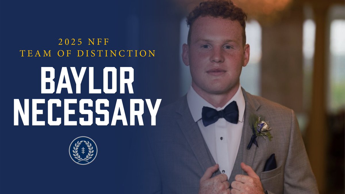 Congrats Baylor Necessary of Science Hill HS (Johnson City, TN) — selected for the 2025 NFF Team of Distinction!

With a 3.1 GPA &amp; Honor Roll honors, Baylor was a team captain, Region 6 Player of the Year &amp; TN Sportswriters All-State selection!

More👇 footballfoundation.org/news/2025/6/25…