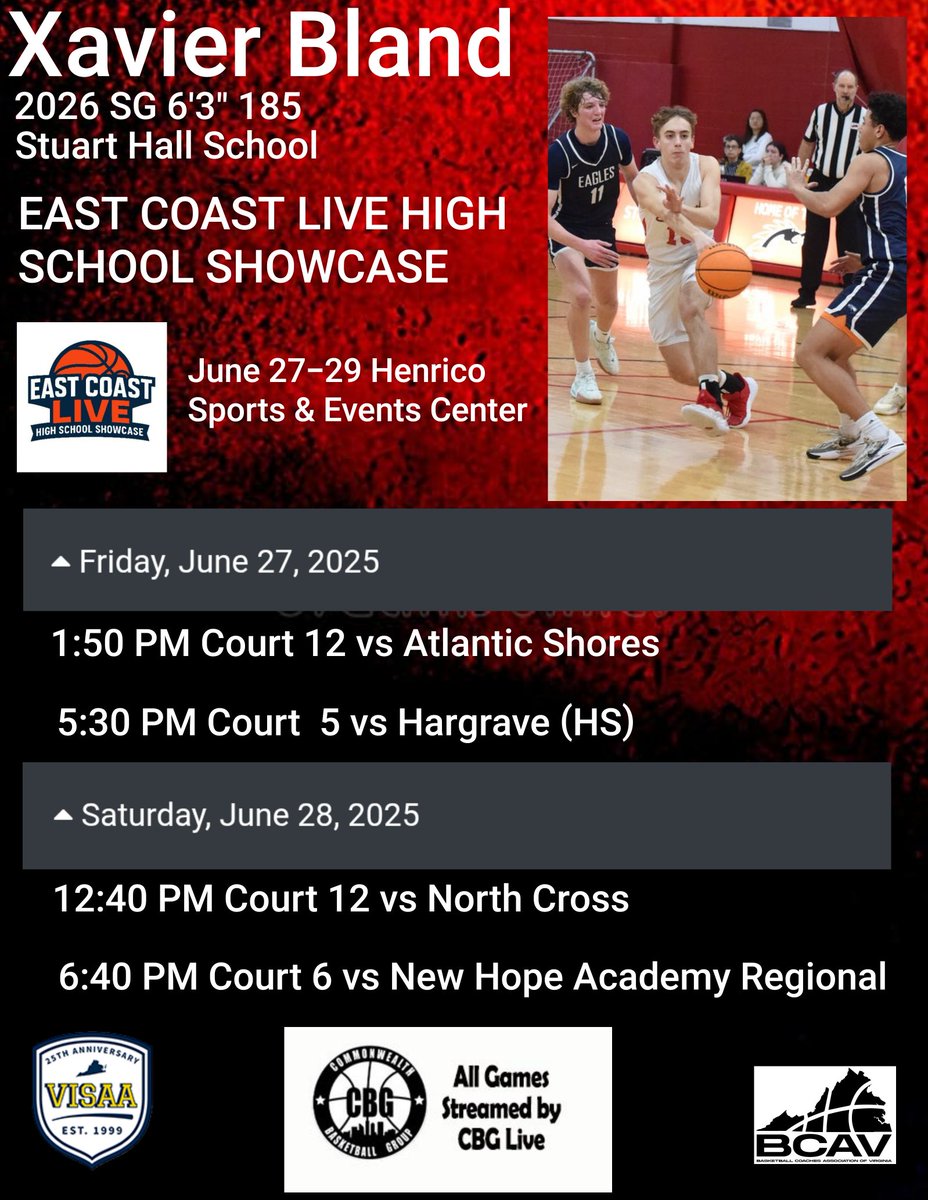 Xavier Bland (@blandxavier4) on Twitter photo Excited to be back on the court with my defending state championship team. Stuart Hall Dragons are in Richmond VA this weekend. My <a href="/ECL_Showcase/">East Coast Live</a> schedule. <a href="/Coachlafave33/">Jeff Lafave</a> Excited to be back on the court with my defending state championship team. Stuart Hall Dragons are in Richmond VA this weekend. My <a href="/ECL_Showcase/">East Coast Live</a> schedule. <a href="/Coachlafave33/">Jeff Lafave</a>