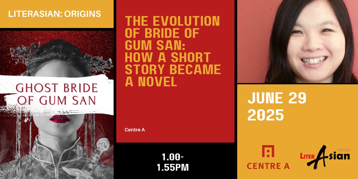 Sunday, June 29 2025 

1.00pm – 1.55pm: The Evolution of Bride of Gum San: How a Short Story Became a Novel

Venue: <a href="/centrea/">Centre A</a> 

Tickets here: eventbrite.ca/e/the-evolutio…
