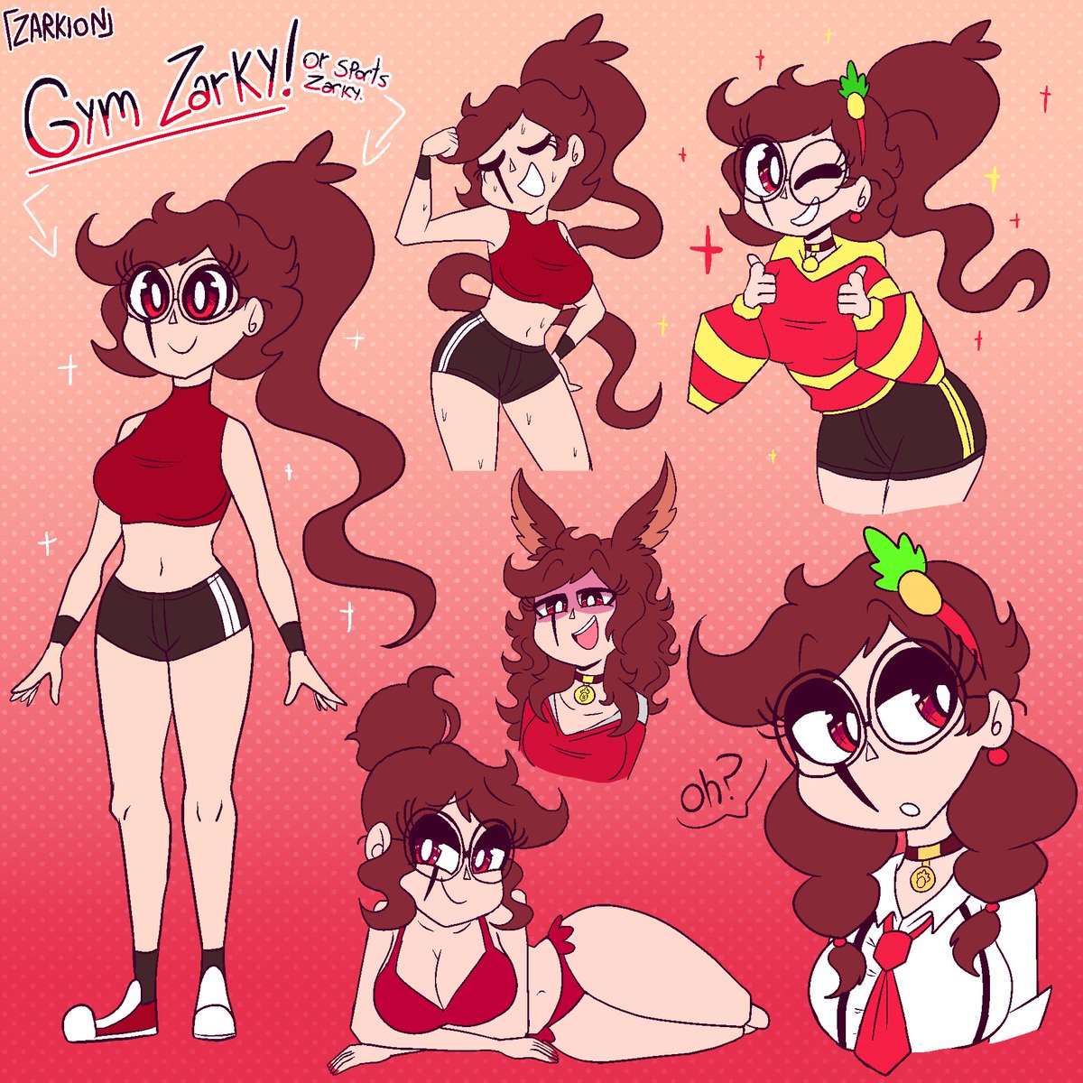 [OC] Some quick drawings of Zarky (oc) in different outfits and a new one too!! 🍍✨