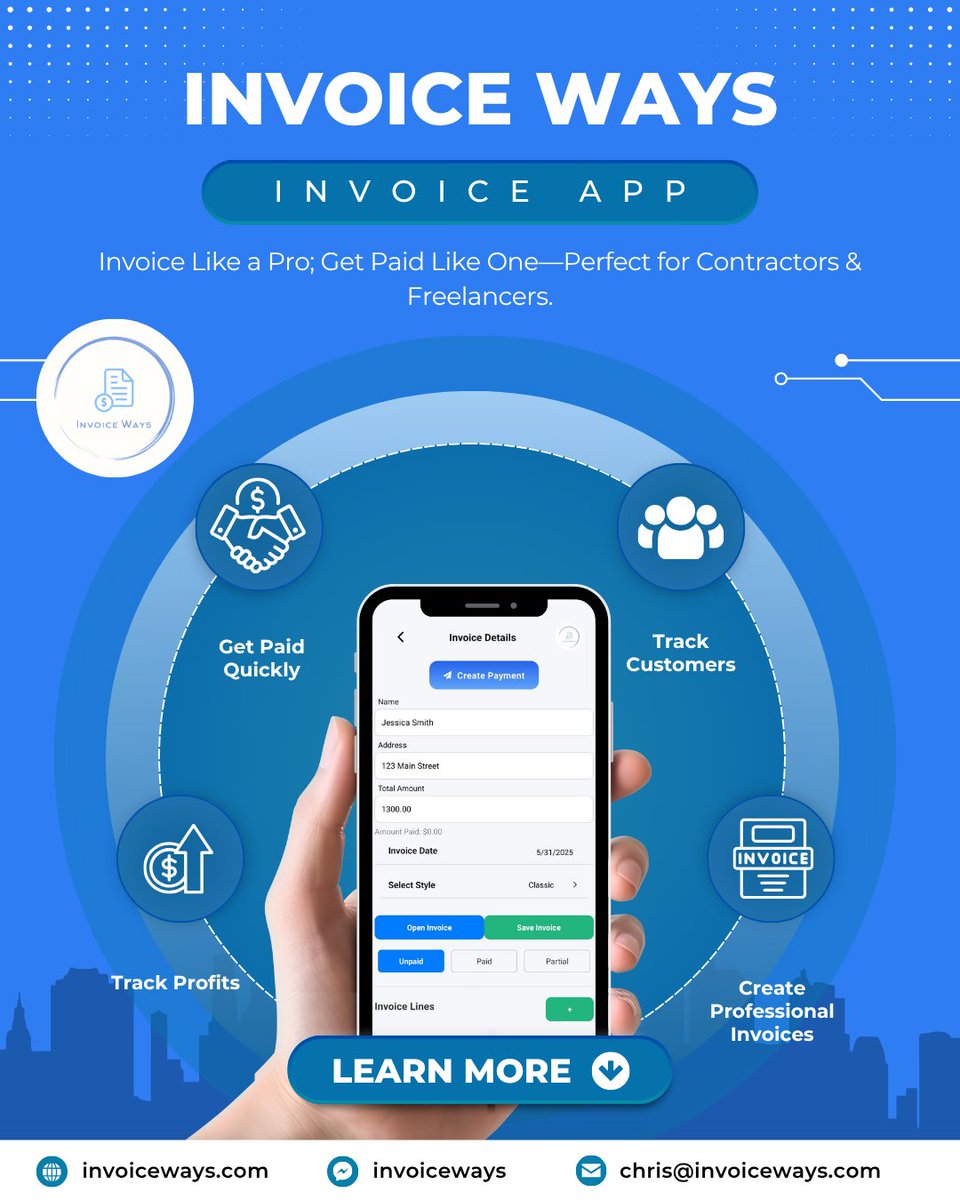 invoiceways's tweet photo. Less Paperwork, More Project Work - All-in-One Invoicing for Independent Pros

Download today https://t.co/P8dFywyWmH https://t.co/5pumWlAK9H